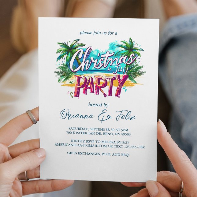 Graffiti Style Christmas in July Party Invitation (Creator Uploaded)