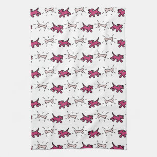 Graffiti style Dogs and Bones White Dog Towel 1