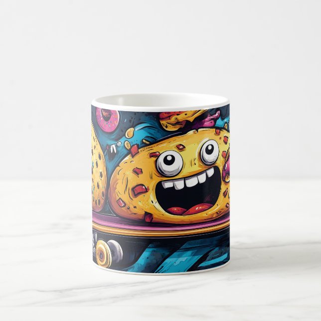 Graffiti-Style Food Characters on Skateboard  Coffee Mug (Center)