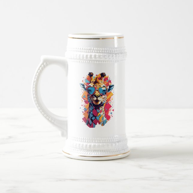 Graffiti Style Giraffe Portrait-58567 Beer Stein (Left)