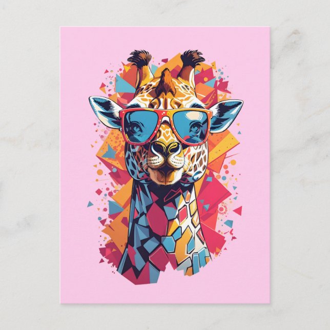 Graffiti Style Giraffe Portrait-58567 Postcard (Front)