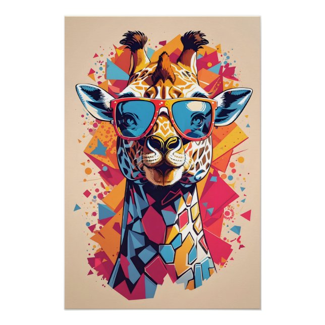 Graffiti Style Giraffe Portrait-58567 Poster (Front)