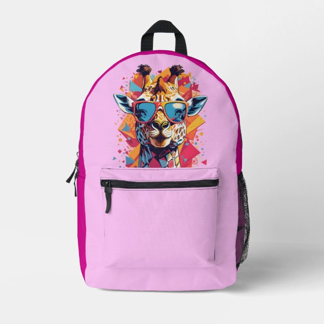 Graffiti Style Giraffe Portrait-58567 Printed Backpack (Front)