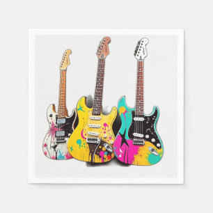 Graffiti Style Guitars with Musical Notes Napkin