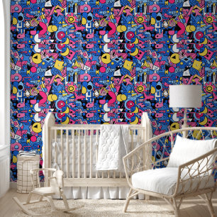 Graffiti style pattern wallpaper
