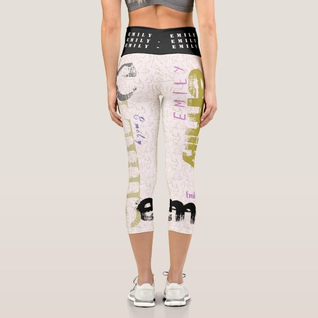 Graffiti style personalised Name 5 Letters CL Capri Leggings (Back)