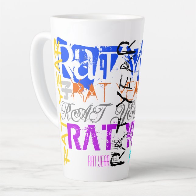 Graffiti style Rat Chinese Year Zodiac L Latte Mug (Left Angle)