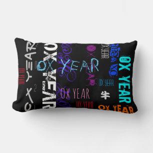 Graffiti style Repeating Ox Year 2021 Lumbar P Lumbar Cushion