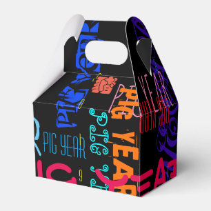 Graffiti style Repeating Pig Year 2019 Gable B Favour Box