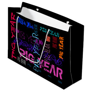Graffiti style Repeating Pig Year 2019 L Gift Bag