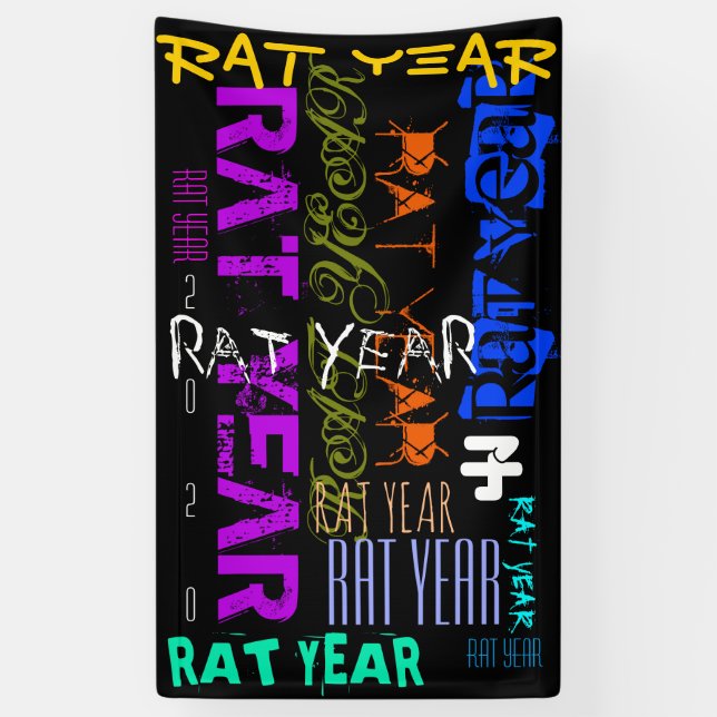 Graffiti style Repeating Rat Metal Year 2020 B Banner (Vertical)