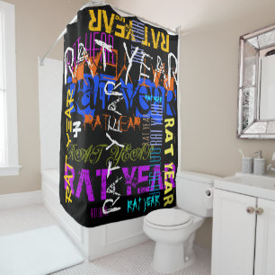 Graffiti style Repeating Rat Metal Year 2020 SC Shower Curtain