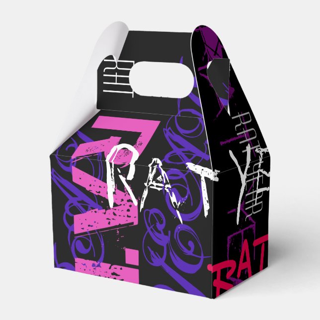 Graffiti style Repeating Rat Year 2020 Gable FB Favour Box (Back Side)