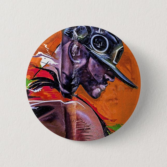 Graffiti Style Skateboarder Guy 6 Cm Round Badge (Front)
