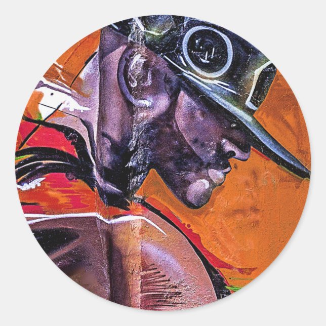 Graffiti Style Skateboarder Guy  Classic Round Sticker (Front)