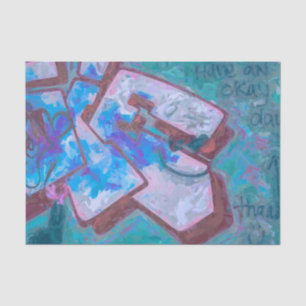 Graffiti Teal Blue Painted Urban Street Wall Art Tissue Paper