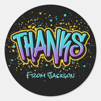 Graffiti Thanks Classic Round Sticker