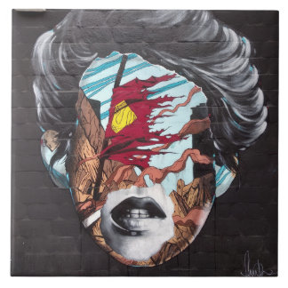 Graffiti Tile  Depicting a Woman's Head