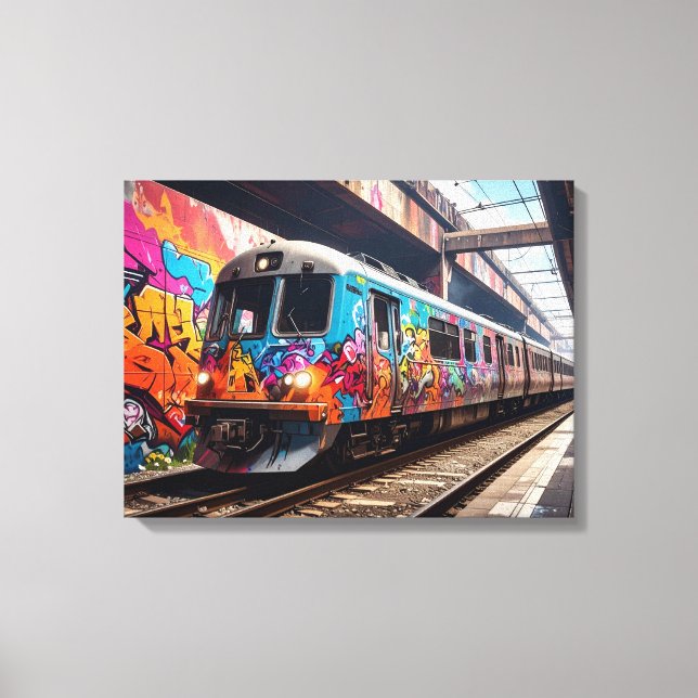 Graffiti train canvas print (Front)