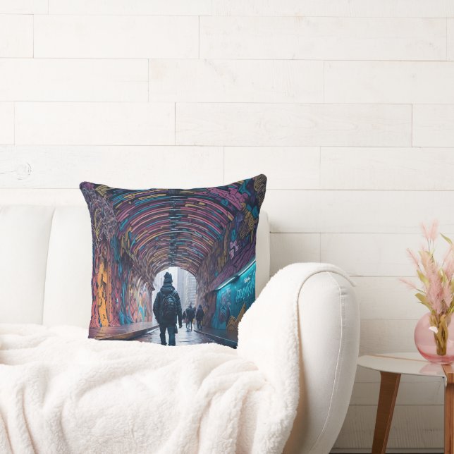 Graffiti Tunnel Of Art Cushion (Couch)