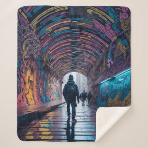 Graffiti Tunnel Of Art Sherpa Blanket