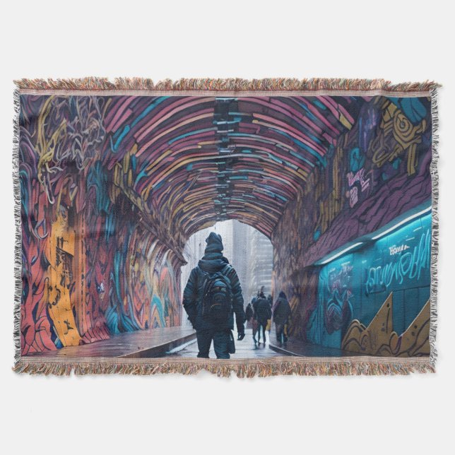 Graffiti Tunnel Of Art Throw Blanket (Front)
