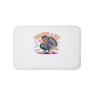 Graffiti Turkey Vibes – Thankful & Fly Cartoon Art Bath Mat