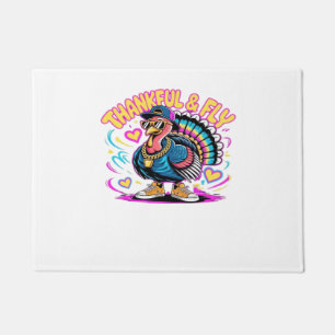 Graffiti Turkey Vibes – Thankful & Fly Cartoon Art Doormat