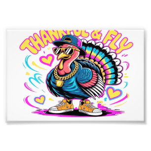 Graffiti Turkey Vibes � Thankful & Fly Cartoon Art Photo Print