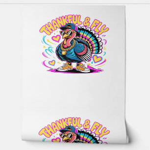 Graffiti Turkey Vibes – Thankful & Fly Cartoon Art Wallpaper