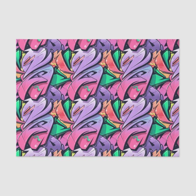 Graffiti Urban Street Pattern Purple  Tissue Paper (Front)