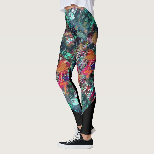 Graffiti Wall and Spray Paint Splatter Leggings (Left)