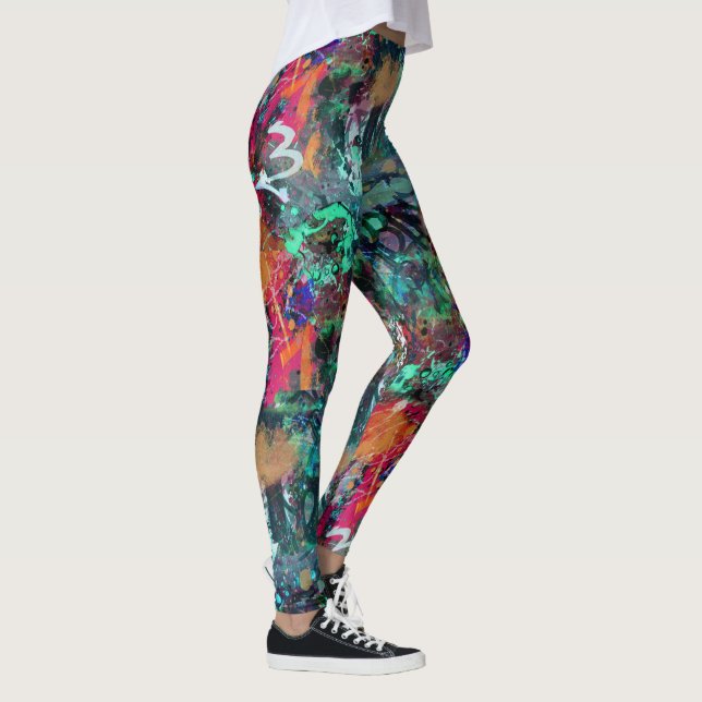 Graffiti Wall and Spray Paint Splatter Leggings (Right)