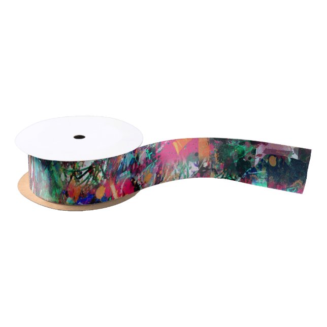 Graffiti Wall and Spray Paint Splatter Satin Ribbon (Spool)
