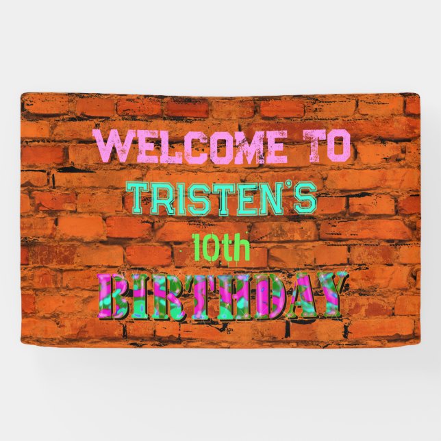 Graffiti wall birthday  banner (Horizontal)