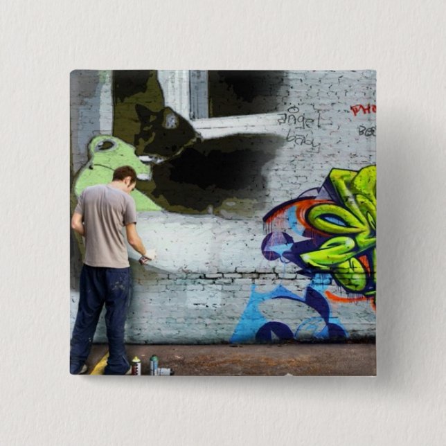 Graffiti Wall Lucy 15 Cm Square Badge (Front)