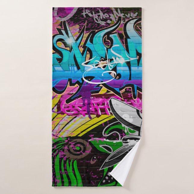 Graffiti wall urban artgraffiti,art,wall,grafiti,g bath towel (Bath Towel)