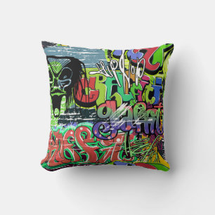 Graffiti Wall: Urban Hip Hop Cushion