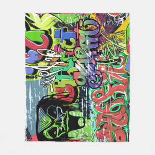 Graffiti Wall: Urban Hip Hop Fleece Blanket