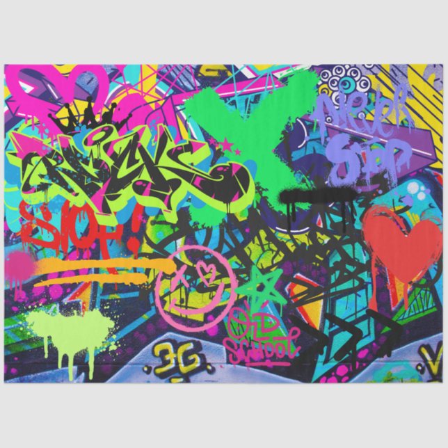 Graffiti Wall Urban Vibrant Decoupage Paper (Front)