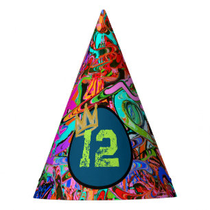 Graffiti with crown and age party hat