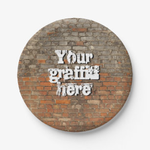 Graffiti Worn Bricks Personalise Paper Plate