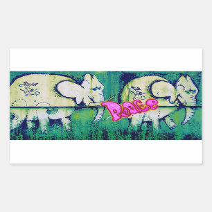 grafitti elephants rectangular sticker