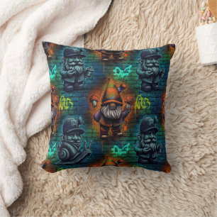 Grafitti Gnome Throw Pillow