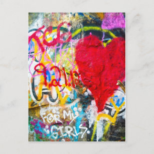 Grafitti Rock Heart Postcard