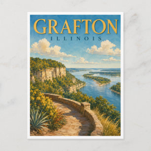Grafton Illinois River Bluffs GeoSaga Postcard
