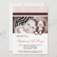 Graham Crackers Girl Pink Dog Birthday Invitation