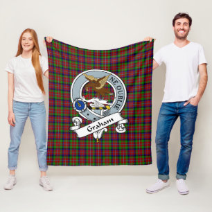 Graham Red Clan Badge Tartan Plaid Fleece Blanket