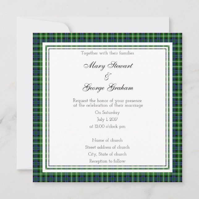 Graham Scottish Wedding Square Invitation (Front)