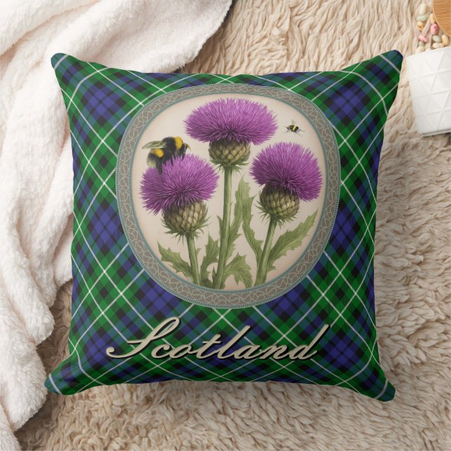 Graham Tartan and Scottish Thistle Cushion (Blanket)